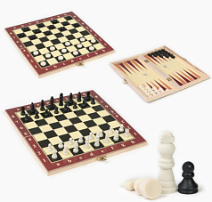 Игра настольная 3 в 1 Шахматы, шашки, нарды