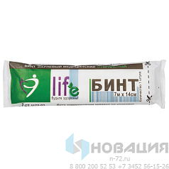 Бинт марлевый стерильный NEW LIFE 7 м х 14 см, плотность 28 (±2) г/м2, индивидуальная упаковка, 63166