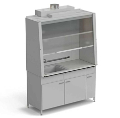 Шкаф вытяжной с мойкой из НС и ВЗБ светильником, рабочая поверхность Лабгрэйд (Labgrade)