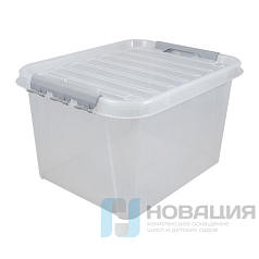 Ящик - контейнер 36л с КРЫШКОЙ НА ЗАЩЕЛКАХ "ПРОФИ" 29х50х39см штабелируемый ПРОЧНЫЙ п, 437950000