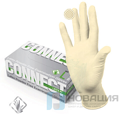 Перчатки смотровые латексные CONNECT неопудренные, 50 пар (100 штук), размер L (большие), -