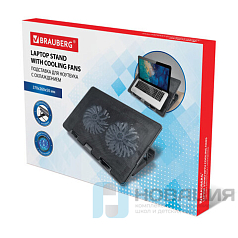 Подставка для ноутбука с охлаждением 2 порта USB-A, LED подсветка, 37х26х5см, BRAUBERG, 513617